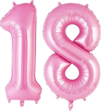 Pink Number 18 Balloon, 40 Inch Big Large Foil Helium Number Balloons, Giant by AIQINHU
