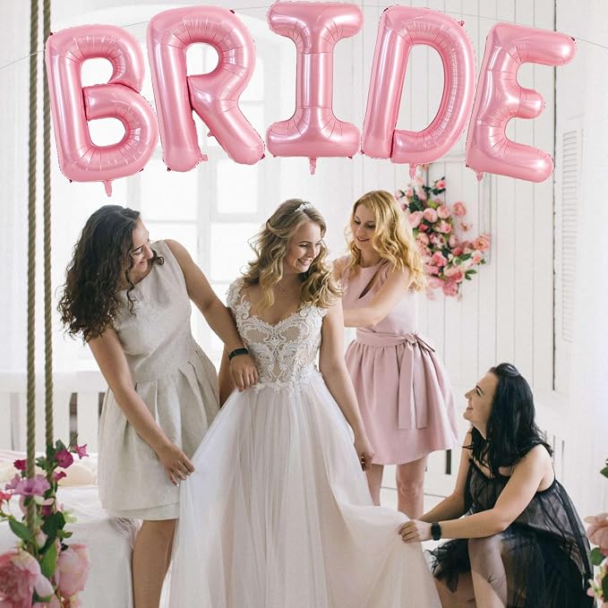 TONIFUL 40 Inch Large Pink Bride Balloons, Giant Jumbo Helium Foil Mylar Big - Image 4