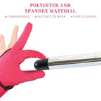 Geyoga 2 Pcs Heat Resistant Gloves for Hair Styling 3 Finger Barber Gloves Reusable Curling Wand Heat Protector for Hair Dye(Rose Red)
