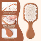 Mini Hair Bursh for Women Men and Kids, Protable Travel Size Hair Brush for Pockets Purses, Mini Detangler Brush for All Hair Types, Small Paddle Brush for Detangling (Brown)