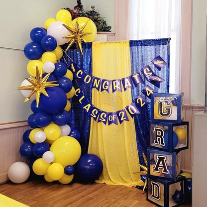Isndare Navy Blue Yellow White Balloons, 12 Inch Navy Yellow Party Dark Yellow - Image 3