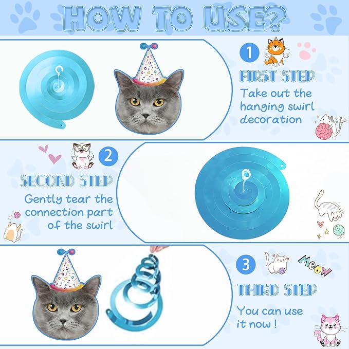 Cat Birthday Decorations, Cute Cat Birthday Banner - Image 5
