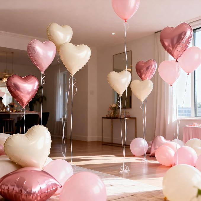 Pink Cream Heart Balloons - Image 5