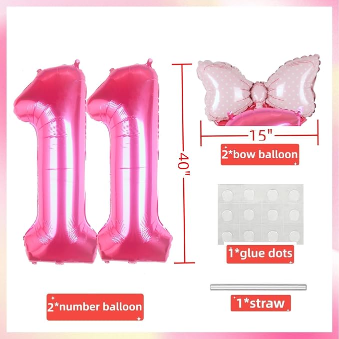 40 inch Pink Number 11 Balloon - Image 5