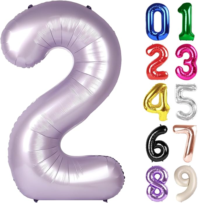 2 Balloon - Lilac Birthday Number Balloons, 40 Inch Decorations Men Women | by ALPHADELTAPI