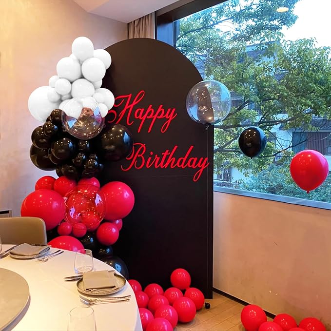 Red and Black Balloons 100Pack 12 inch Matte Black Red and White Latex Balloon - Image 3