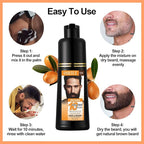 Men's Brown Beard Dye, Dark Brown Hair Dye for Gray Hair Coverage, 3 in 1 Hair Dye Shampoo, Mustache & Beard Dye for Men, Quick & Easy to Use at Home, Long Lasting Beard Color for Men 200ML