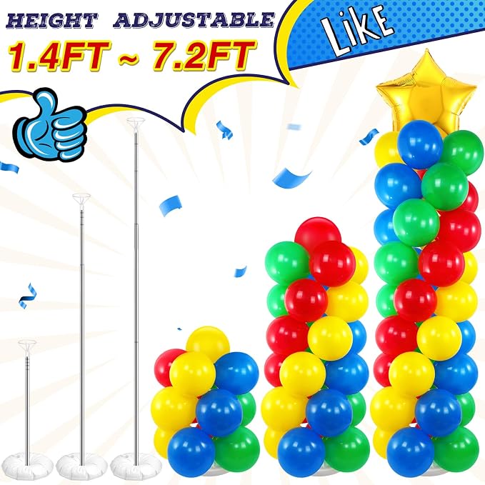 Seematn 2 Sets Balloon Stand Kit Hero Themed Party Decor 142 Pcs Adjustable - Image 5