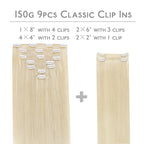 Wennalife Clip in Human Hair Extensions, 14 Inch 150g 9pcs Clip in Hair Extensions Real Human Hair, Platinum Blonde Human Hair Clip in Extensions Remy Human Hair Extensions Clip Ins Double Weft