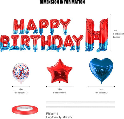 CANREVEL Happy Birthday Banner Decoration + 30pcs Star Balloons, Spider | 13pcs - Image 2