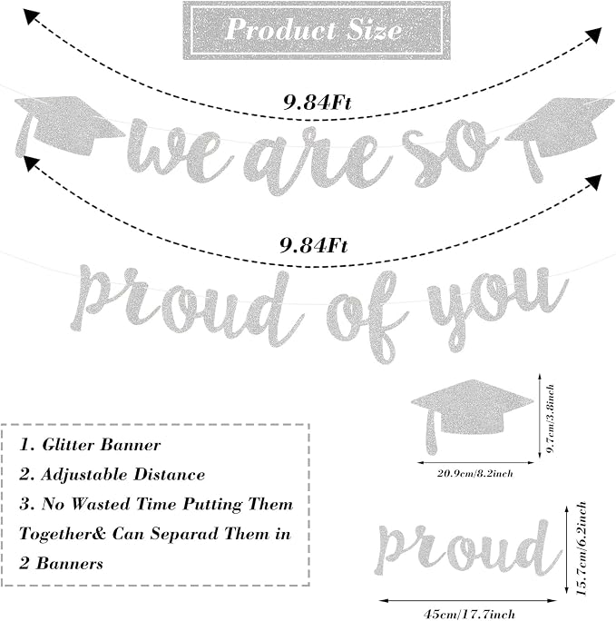 2026 Graduation Decorations Pre-Strung Blingbling We Are So Proud of You Banner - Image 7