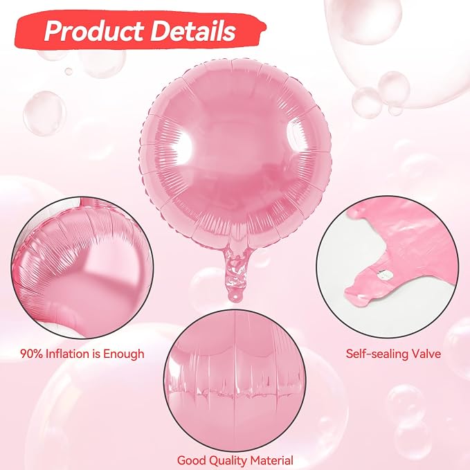 20PCS 18 Inch Round Foil Balloon, Round Aluminum Foil Helium Balloons - Image 3