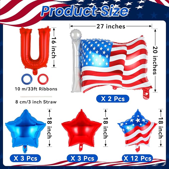 23 Pcs 4th of July Balloons, Independence Day Decorations Balloons, USA - Image 2