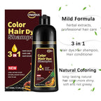 Instant Chestnut Hair Color shampoo, Chestnut Brown Hair Dye Shampoo 3 in 1 for Women Men, Herbal Brown Hair Shampoo, Dark Hair Colors in Minutes 500ml