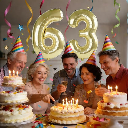 40 Inch Number 63 Balloons for 63rd Birthday Party Decorations, 0-100 Champagne - Image 2