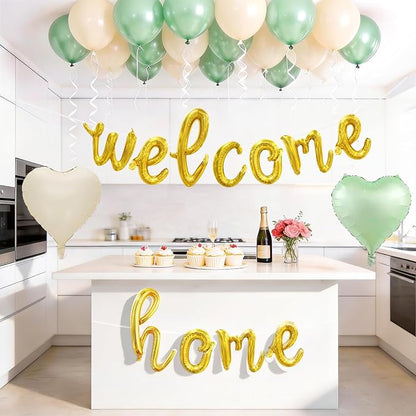 Welcome Home Balloons Green Gold, 16Inch Welcome Home Foil Banner - Image 3