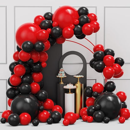 Red Black Balloons Garland Arch Kit, Anniversary, BBQ Casino, New Year Party by YMSZ