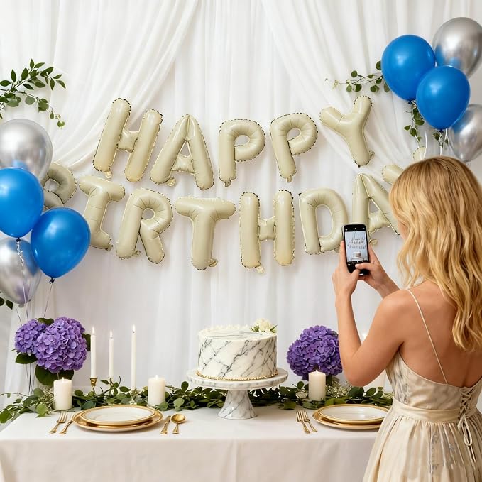 16" Happy Birthday Foil Letter Balloons Banner Set | Alphabet Balloons - Image 6