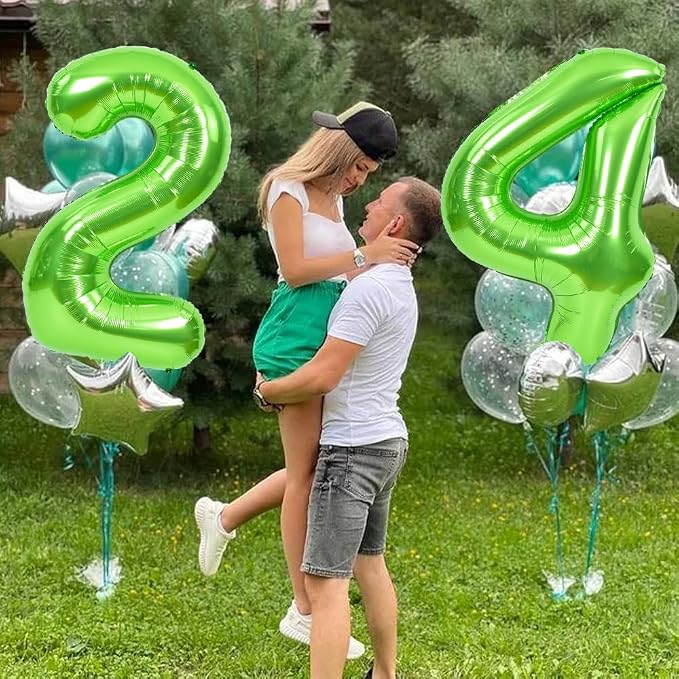 TONIFUL 40 Inch Green Number 24 Balloon Large Foil 24th Birthday Decoration | - Image 4