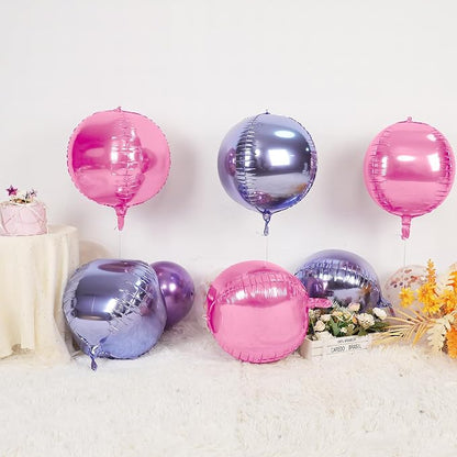 6Pcs Pink purple Round Foil Balloons, Giant 4D Round Ball Balloon, 22 Inch - Image 3