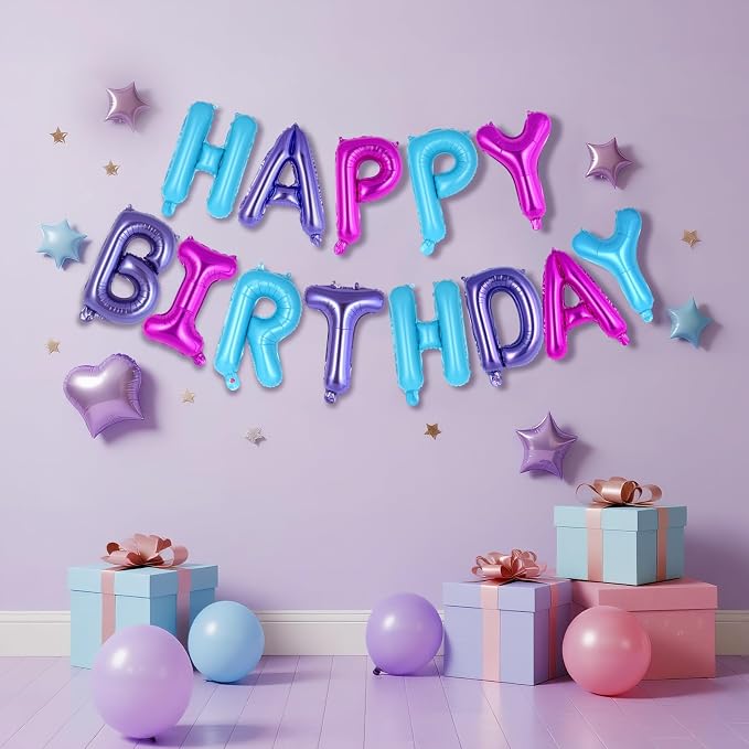 Happy Birthday Balloons Banner, Foil Balloon Personalized Name Letters Balloons - Image 4