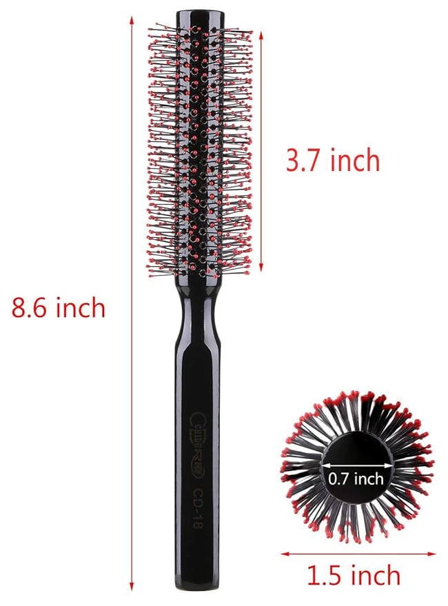 PERFEHAIR Small Round Hair Brush for Blow Drying with Soft Nylon Bristles-Wooden Handle, 1.5 inch