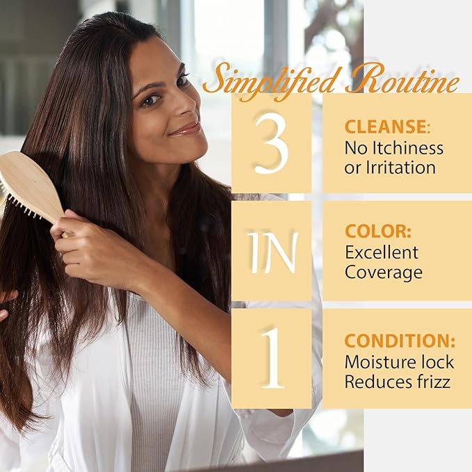 At-Home Hair Dye Shampoo in Blonde Brown - 3-in-1 Root to Tip Coloring & Care, Natural Hair Color Shampoo for Women & Men, Gentle Covers Gray Hair in Minutes, Formulated for All Hair Types, 16.9 Fl Oz