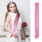 VELSCRUN Birthday Princess Crowns Tiaras, Girls Birthday Sash, Happy Birthday Decorations/Accessories for Women