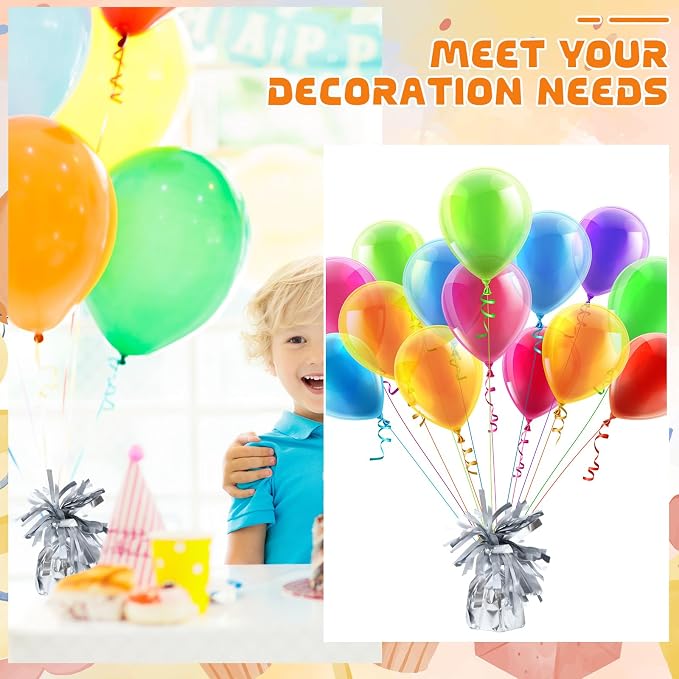 6 Pack Silver Balloon Weights Metallic Holder Anchors Balloon Holder Weights - Image 4