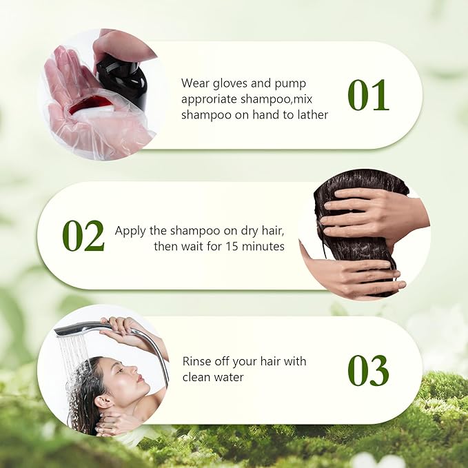 Black Hair Dye Shampoo, Ammonia Free Natural Herbal Ingredients Black Hair Dye for Women Men Gray Hair Coverage, Semi-Permanent Hair Color Shampoo