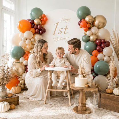 Fall Balloons, 12 Inch Burnt Orange Burgundy Sage Green Gold Balloon | - Image 6