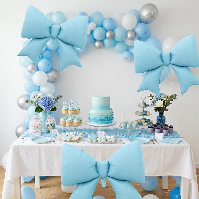 Vuzvuv 5Pcs 38 Inch Giant Blue Bow Balloon - Image 5