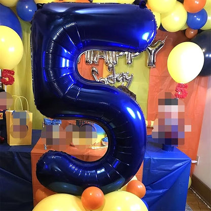 Navy Blue 5 Balloons, Self Inflating Digit 5 Balloons - Image 4