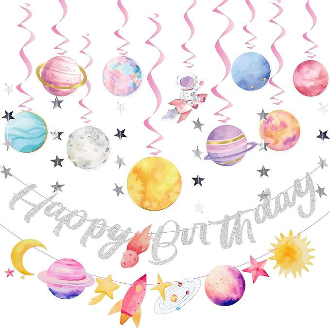 Pre-strung Space Party Decorations by OBBOLO