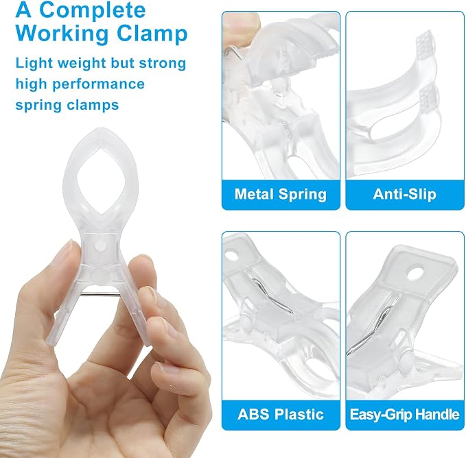 3.5 Inch Clear Plastic Spring Clamps, Transparent Clips - Image 3