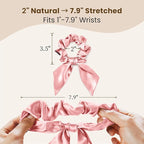 THXSILK 100% Mulberry Silk Bow Scrunchies 3-Pack, 22 Momme Mulberry Silk Hair Ties for Women, Cute Bunny Ear No Damage Ponytail Holders, Fashion Hair Accessories for Girls(M, Charming Pink)