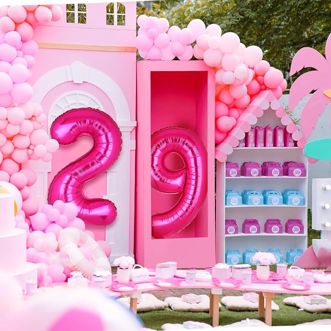 40 Inch Number Balloon Hot Pink 9 Set Cowgirl Pink 9th Birthday Decor 9 Pcs | - Image 5