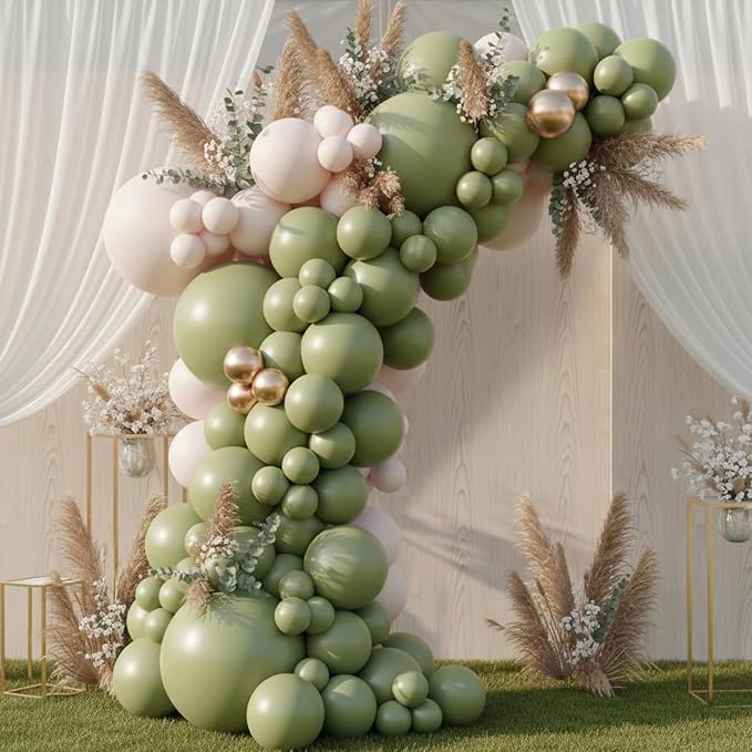 RUBFAC Sage Green Balloons 87pcs Different Sizes 18 12 10 5 Inches, Olive Green - Image 8