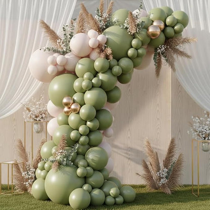RUBFAC Sage Green Balloons 87pcs Different Sizes 18 12 10 5 Inches, Olive Green - Image 8