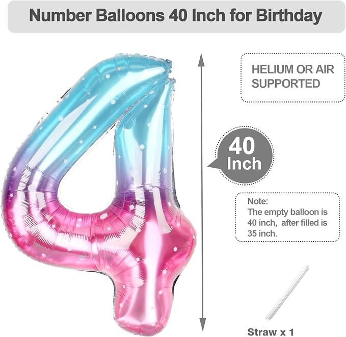 Number Balloons 40 Inch Pink Blue Purple 3 Balloon - Image 5