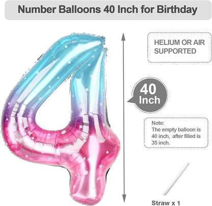 Number Balloons 40 Inch Pink Blue Purple 3 Balloon - Image 5