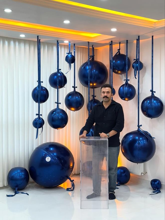 14 Pcs Navy Blue Round Foil Balloons 22/15/10 4D Ball Balloons Dark Blue - Image 3