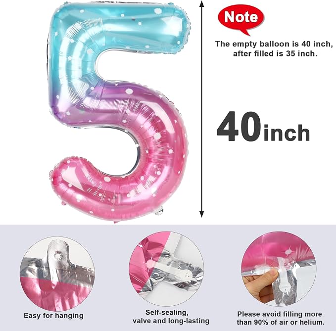 Number 5 Balloon 40 Inch for 5 15 Birthday Decorations, - Image 5
