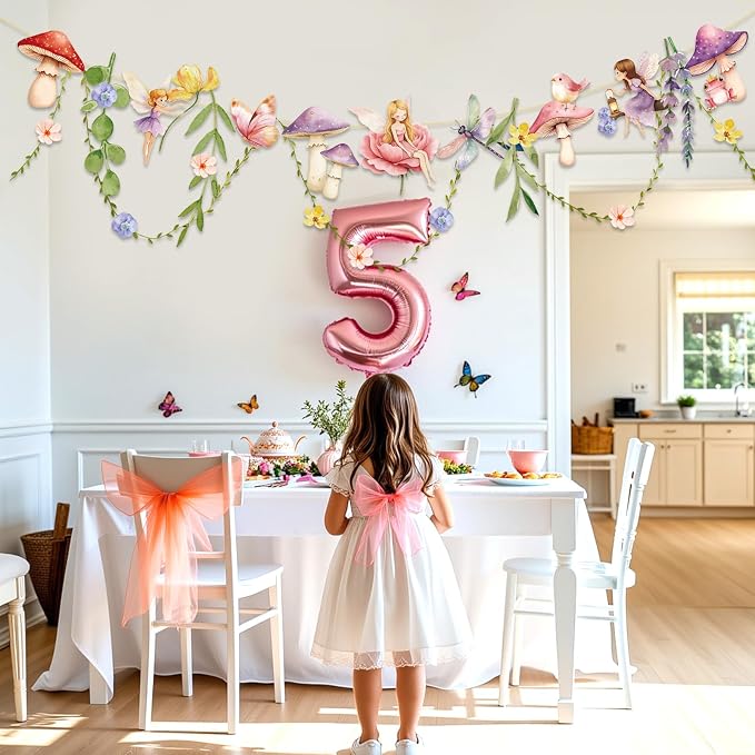 Fairy Party Banner, Fairy First Birthday Party Decorations, Flower Banner | - Image 6
