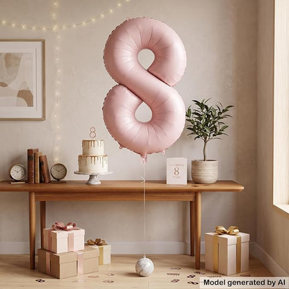 40 Inch Light Pink Foil Number 8 Balloon - Image 4