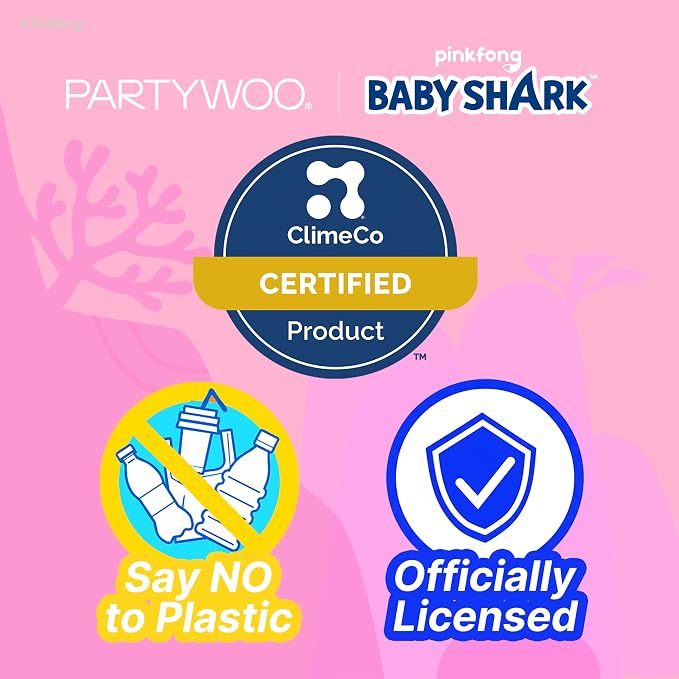 PartyWoo Baby Shark Pink Foil Round Star Mylar Number 3 Balloons 5pcs | Balloons - Image 8