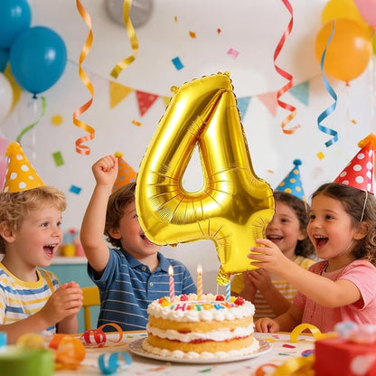 40 Inch Number 4 Balloons for 4th Birthday Party Decorations, 0-100 Gold Large - Image 2