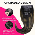 Lashey Seamless Clip in Hair Extensions Human Hair 150g 9pcs Straight Natural Black Mixed Chestnut Brown 22 Inch Human Hair Clip in Extensions
