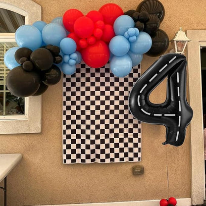 Race Car Number 4 Balloons, 40 Inch Racing Car 4 Birthday Balloons Two Fast - Image 3