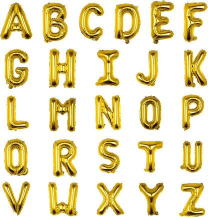 52PC Letter Balloons Foil Mylar Gold Balloons A-Z 16Inch Hanging Alphabet by Unknown